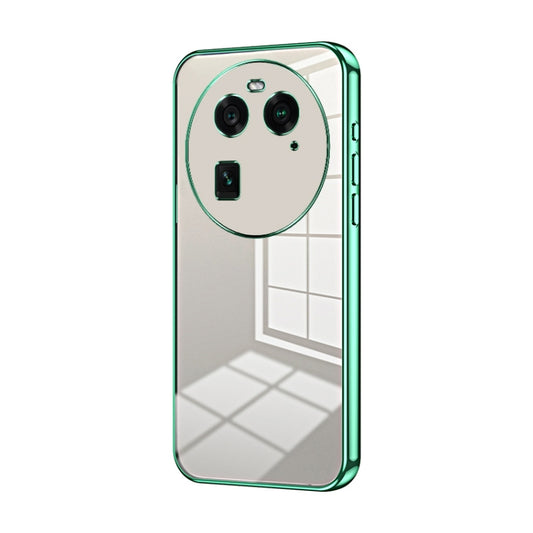 For OPPO Find X6 Transparent Plating Fine Hole Phone Case(Green) - OPPO Cases by PMC Jewellery | Online Shopping South Africa | PMC Jewellery | Buy Now Pay Later Mobicred
