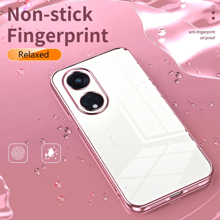 For OPPO Reno8 T 5G Transparent Plating Fine Hole Phone Case(Blue) - OPPO Cases by PMC TechLife | Online Shopping South Africa | PMC TechLife | Buy Now Pay Later Mobicred