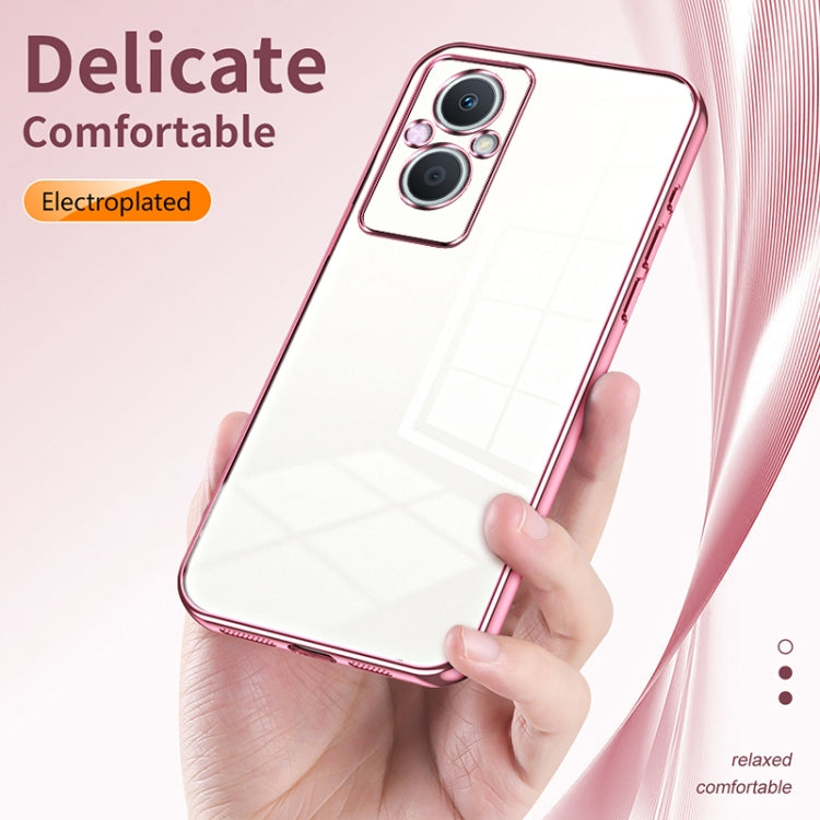 For OPPO Reno7 Z 5G / F21 Pro 5G Transparent Plating Fine Hole Phone Case(Black) - free shipping - PMC TechLife - Order now!