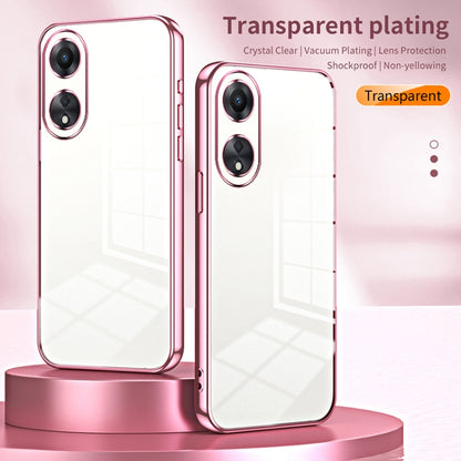 For OPPO A58 5G / A58x 5G Transparent Plating Fine Hole Phone Case(Gold) - OPPO Cases by PMC Jewellery | Online Shopping South Africa | PMC Jewellery | Buy Now Pay Later Mobicred