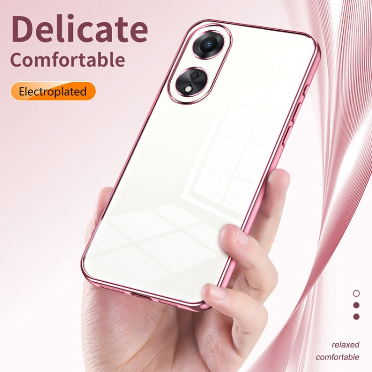 For OPPO A58 5G / A58x 5G Transparent Plating Fine Hole Phone Case(Gold) - OPPO Cases by PMC TechLife | Online Shopping South Africa | PMC TechLife | Buy Now Pay Later Mobicred