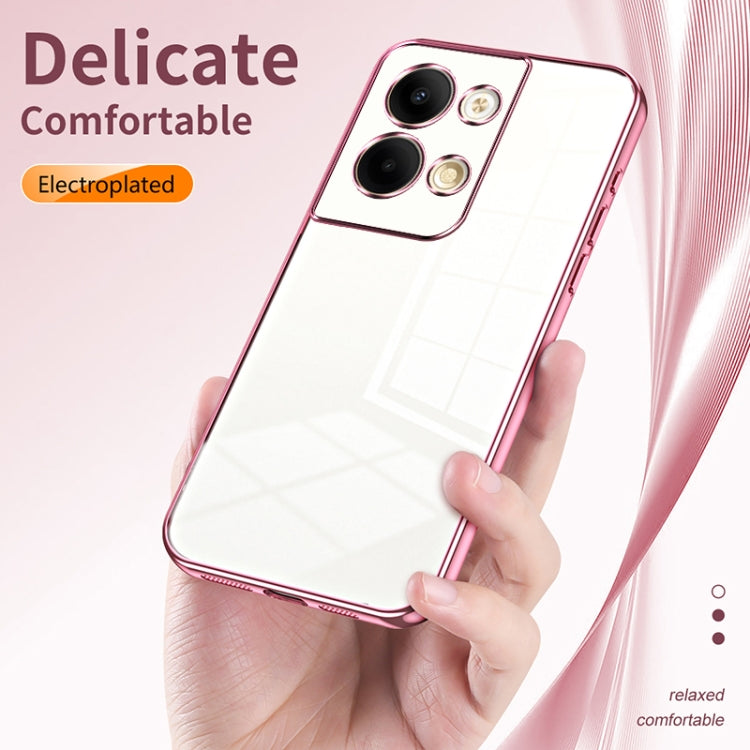 For OPPO Reno9 / Reno9 Pro Transparent Plating Fine Hole Phone Case(Black) - OPPO Cases by PMC TechLife | Online Shopping South Africa | PMC TechLife | Buy Now Pay Later Mobicred