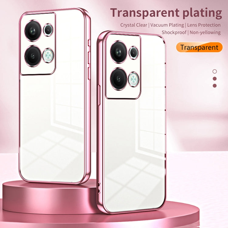 For OPPO Reno9 Pro+ Transparent Plating Fine Hole Phone Case(Gold) - OPPO Cases by PMC TechLife | Online Shopping South Africa | PMC TechLife | Buy Now Pay Later Mobicred