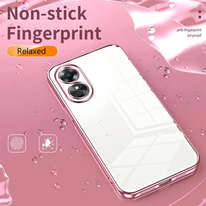 For OPPO A17 / A17K Transparent Plating Fine Hole Phone Case(Pink) - OPPO Cases by PMC Jewellery | Online Shopping South Africa | PMC Jewellery | Buy Now Pay Later Mobicred