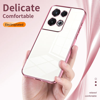 For OPPO Reno8 Pro Transparent Plating Fine Hole Phone Case(Pink) - OPPO Cases by PMC Jewellery | Online Shopping South Africa | PMC Jewellery | Buy Now Pay Later Mobicred