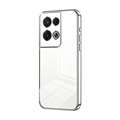 For OPPO Reno8 Pro Transparent Plating Fine Hole Phone Case(Silver) - OPPO Cases by PMC Jewellery | Online Shopping South Africa | PMC Jewellery | Buy Now Pay Later Mobicred