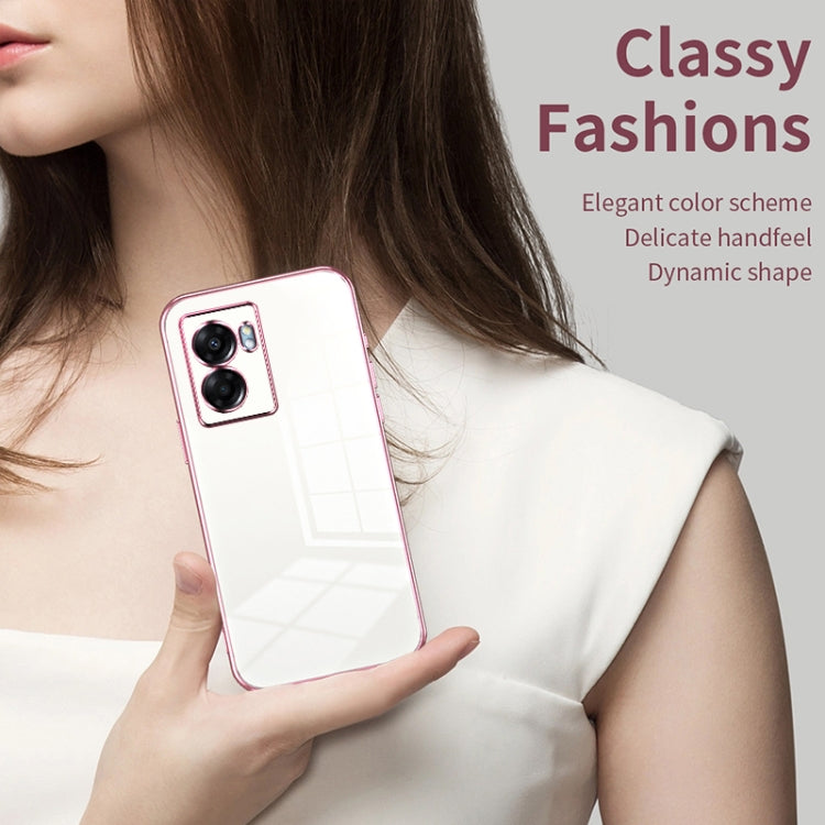 For OPPO A57 5G Transparent Plating Fine Hole Phone Case(Purple) - OPPO Cases by PMC Jewellery | Online Shopping South Africa | PMC Jewellery | Buy Now Pay Later Mobicred