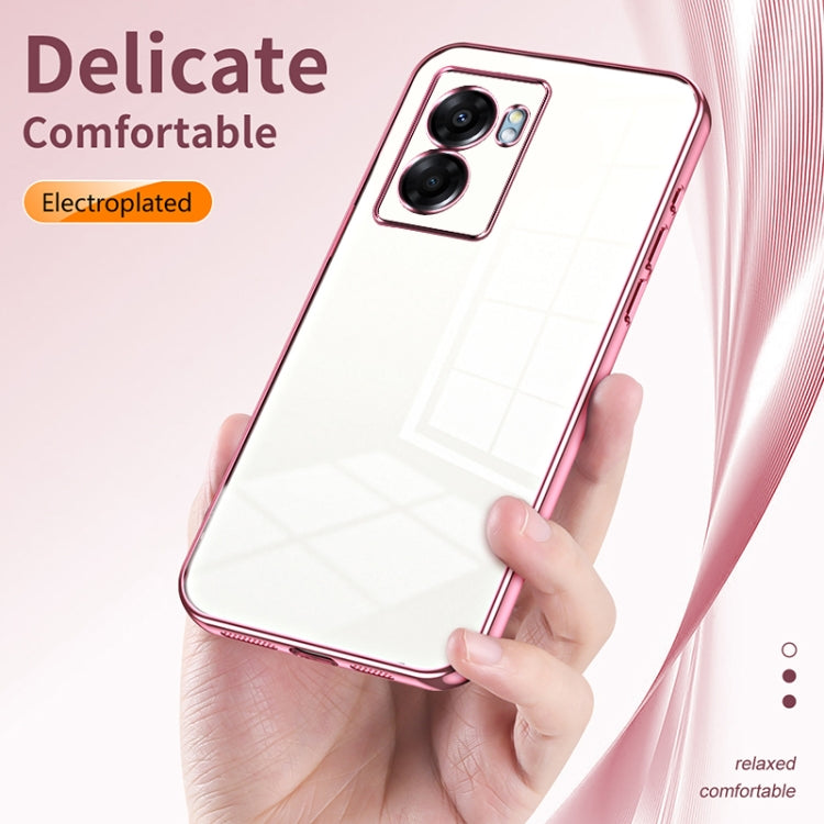 For OPPO A57 5G Transparent Plating Fine Hole Phone Case(Transparent) - OPPO Cases by PMC TechLife | Online Shopping South Africa | PMC TechLife | Buy Now Pay Later Mobicred