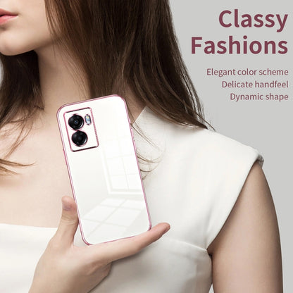 For OPPO A57 5G Transparent Plating Fine Hole Phone Case(Silver) - OPPO Cases by PMC Jewellery | Online Shopping South Africa | PMC Jewellery | Buy Now Pay Later Mobicred