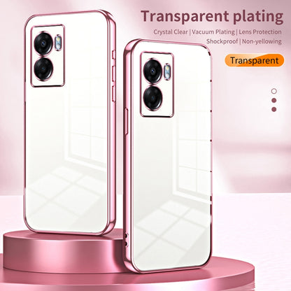 For OPPO A57 5G Transparent Plating Fine Hole Phone Case(Black) - OPPO Cases by PMC Jewellery | Online Shopping South Africa | PMC Jewellery | Buy Now Pay Later Mobicred