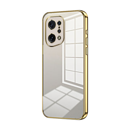 For OPPO Find X5 Transparent Plating Fine Hole Phone Case(Gold) - OPPO Cases by PMC Jewellery | Online Shopping South Africa | PMC Jewellery | Buy Now Pay Later Mobicred