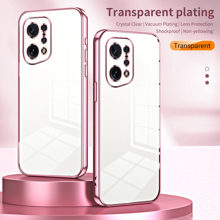 For OPPO Find X5 Transparent Plating Fine Hole Phone Case(Blue) - OPPO Cases by PMC TechLife | Online Shopping South Africa | PMC TechLife | Buy Now Pay Later Mobicred