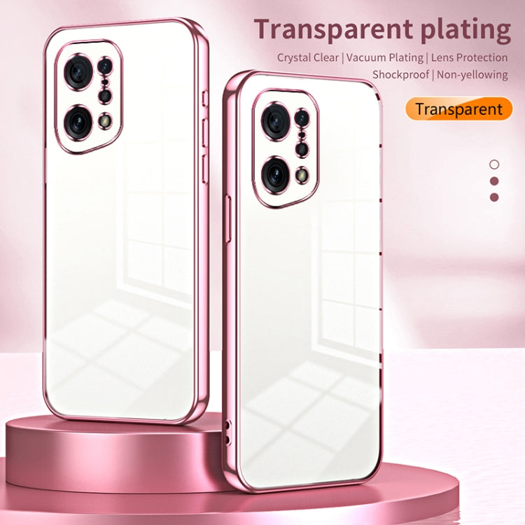 For OPPO Find X5 Transparent Plating Fine Hole Phone Case(Blue) - OPPO Cases by PMC Jewellery | Online Shopping South Africa | PMC Jewellery | Buy Now Pay Later Mobicred