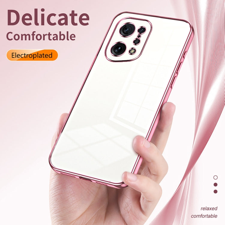 For OPPO Find X5 Transparent Plating Fine Hole Phone Case(Blue) - OPPO Cases by PMC TechLife | Online Shopping South Africa | PMC TechLife | Buy Now Pay Later Mobicred