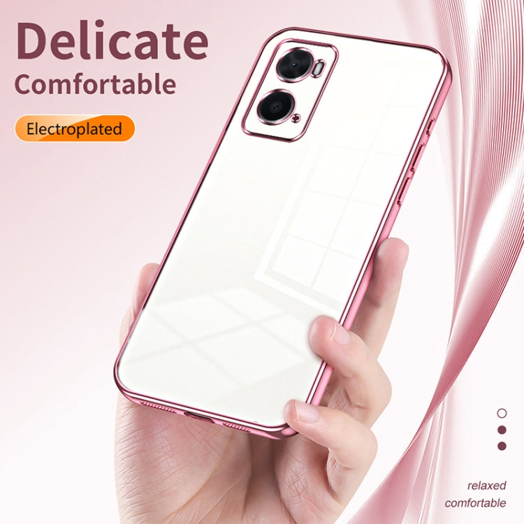 For OPPO A36 / A76 / A96 4G Global Transparent Plating Fine Hole Phone Case(Transparent) - OPPO Cases by PMC Jewellery | Online Shopping South Africa | PMC Jewellery | Buy Now Pay Later Mobicred