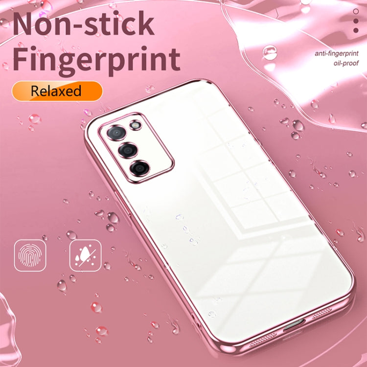 For OPPO A55 5G / A56 / A53s 5G Transparent Plating Fine Hole Phone Case(Silver) - OPPO Cases by PMC TechLife | Online Shopping South Africa | PMC TechLife | Buy Now Pay Later Mobicred
