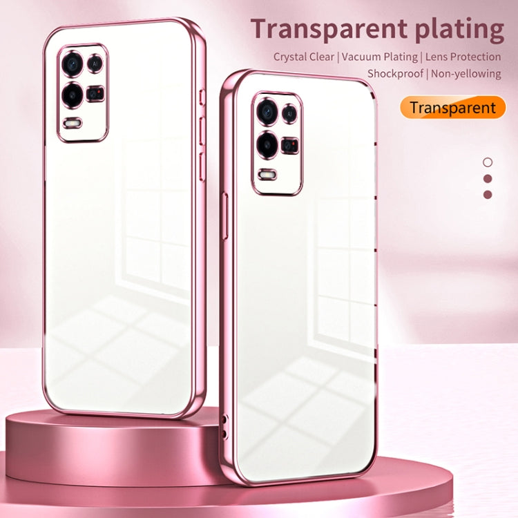 For OPPO K9x Transparent Plating Fine Hole Phone Case(Blue) - OPPO Cases by PMC TechLife | Online Shopping South Africa | PMC TechLife | Buy Now Pay Later Mobicred