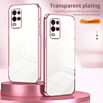 For OPPO K9x Transparent Plating Fine Hole Phone Case(Blue) - OPPO Cases by PMC Jewellery | Online Shopping South Africa | PMC Jewellery | Buy Now Pay Later Mobicred