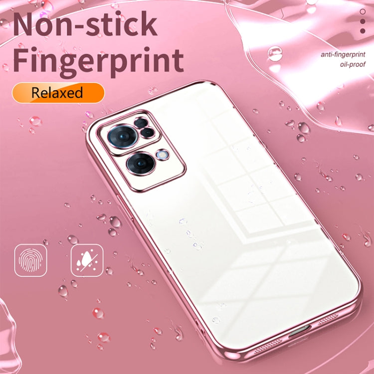 For OPPO Reno7 Pro Transparent Plating Fine Hole Phone Case(Pink) - OPPO Cases by PMC Jewellery | Online Shopping South Africa | PMC Jewellery | Buy Now Pay Later Mobicred