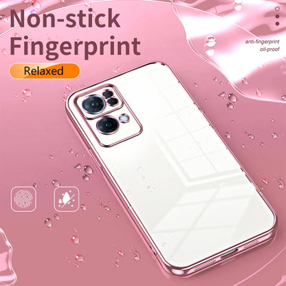 For OPPO Reno7 Pro Transparent Plating Fine Hole Phone Case(Pink) - OPPO Cases by PMC Jewellery | Online Shopping South Africa | PMC Jewellery | Buy Now Pay Later Mobicred