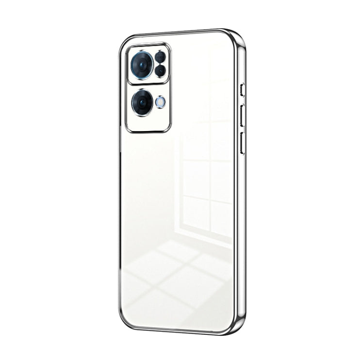 For OPPO Reno7 Pro Transparent Plating Fine Hole Phone Case(Silver) - OPPO Cases by PMC TechLife | Online Shopping South Africa | PMC TechLife | Buy Now Pay Later Mobicred