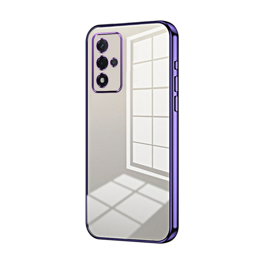 For OPPO A93s 5G Transparent Plating Fine Hole Phone Case(Purple) - OPPO Cases by PMC Jewellery | Online Shopping South Africa | PMC Jewellery | Buy Now Pay Later Mobicred