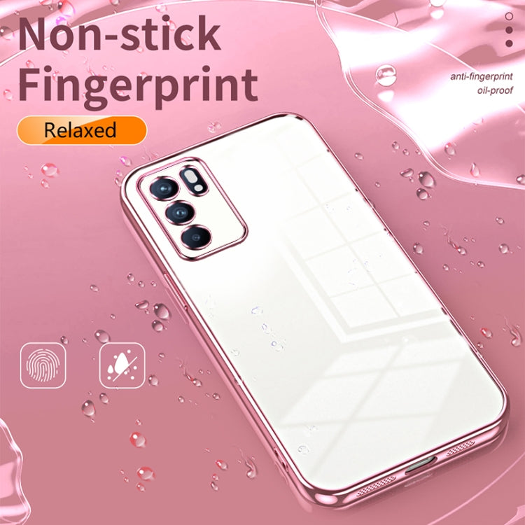 For OPPO Reno6 Indian / Malay Transparent Plating Fine Hole Phone Case(Pink) - OPPO Cases by PMC Jewellery | Online Shopping South Africa | PMC Jewellery | Buy Now Pay Later Mobicred