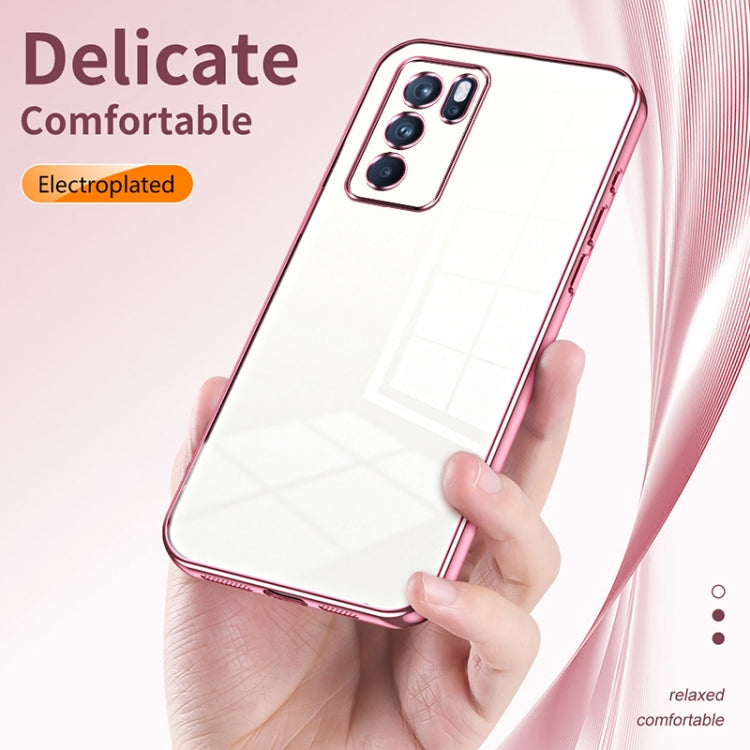 For OPPO Reno6 Pro Indian  Transparent Plating Fine Hole Phone Case(Blue) - OPPO Cases by PMC TechLife | Online Shopping South Africa | PMC TechLife | Buy Now Pay Later Mobicred