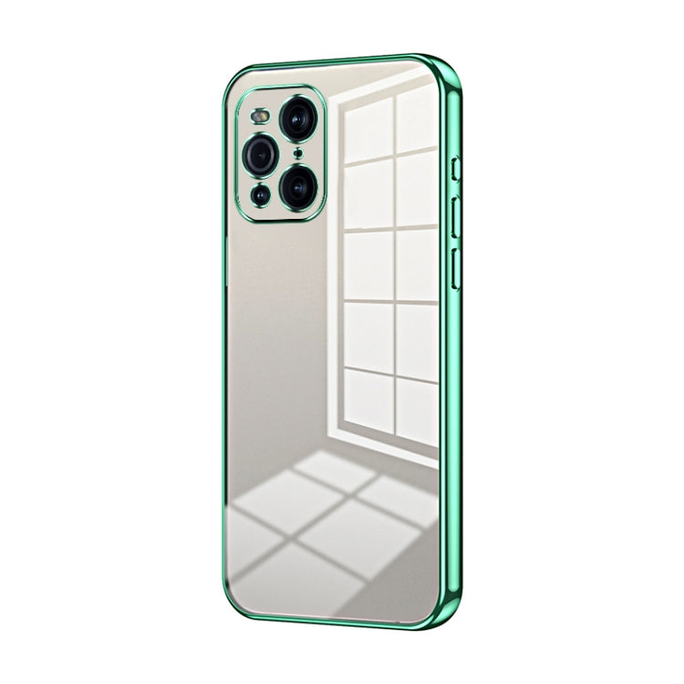 For OPPO Find X3 / Find X3 Pro Transparent Plating Fine Hole Phone Case(Green) - OPPO Cases by PMC TechLife | Online Shopping South Africa | PMC TechLife | Buy Now Pay Later Mobicred