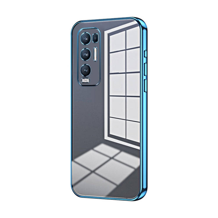 For OPPO Reno5 Pro+ Transparent Plating Fine Hole Phone Case(Blue) - OPPO Cases by PMC Jewellery | Online Shopping South Africa | PMC Jewellery | Buy Now Pay Later Mobicred