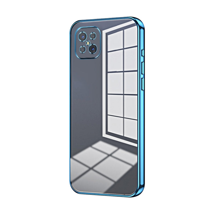 For OPPO A92s / Reno4 Z 5G Transparent Plating Fine Hole Phone Case(Blue) - OPPO Cases by PMC Jewellery | Online Shopping South Africa | PMC Jewellery | Buy Now Pay Later Mobicred