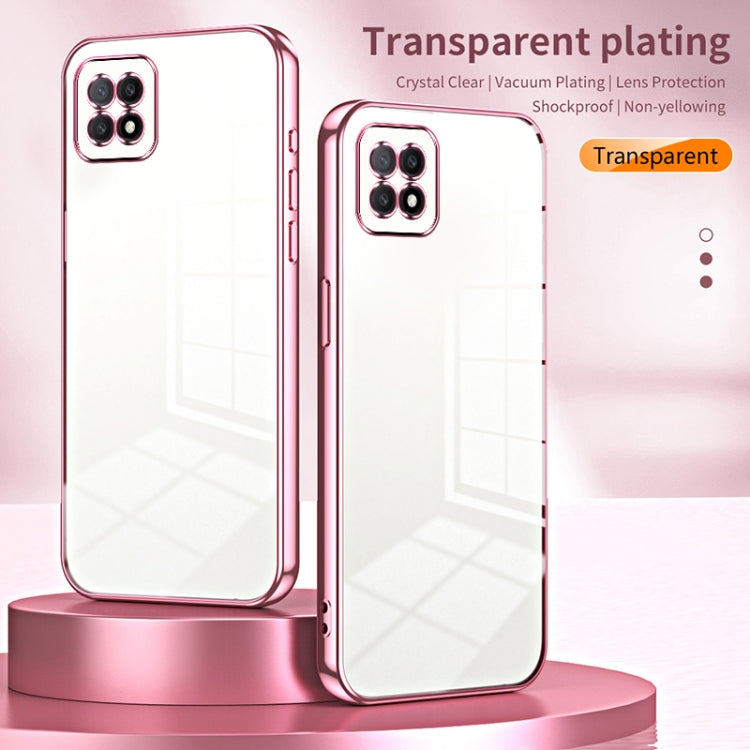 For OPPO A72 5G / A73 5G Transparent Plating Fine Hole Phone Case(Pink) - OPPO Cases by PMC TechLife | Online Shopping South Africa | PMC TechLife | Buy Now Pay Later Mobicred