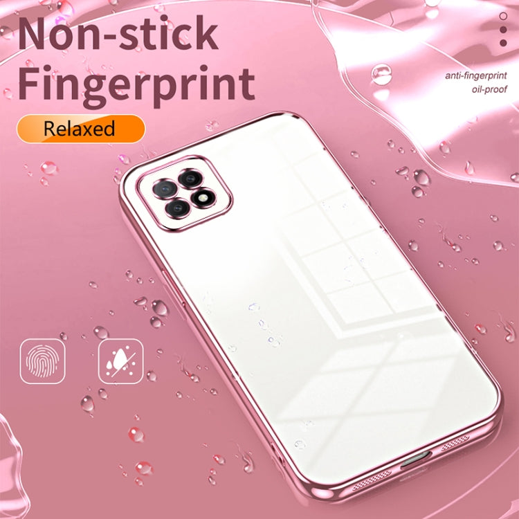 For OPPO A72 5G / A73 5G Transparent Plating Fine Hole Phone Case(Pink) - OPPO Cases by PMC TechLife | Online Shopping South Africa | PMC TechLife | Buy Now Pay Later Mobicred
