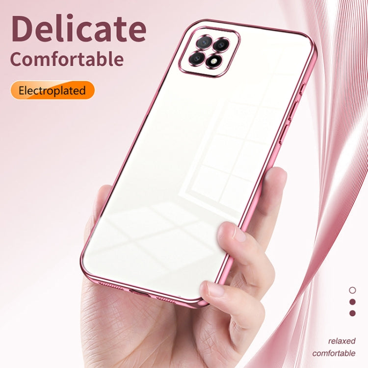 For OPPO A72 5G / A73 5G Transparent Plating Fine Hole Phone Case(Pink) - OPPO Cases by PMC TechLife | Online Shopping South Africa | PMC TechLife | Buy Now Pay Later Mobicred