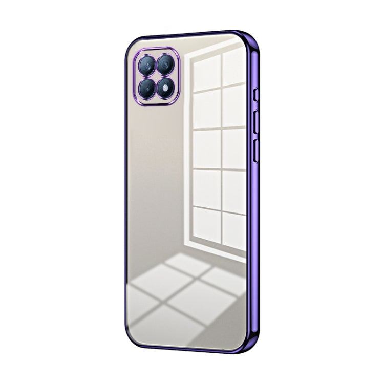 For OPPO Reno4 SE Transparent Plating Fine Hole Phone Case(Purple) - OPPO Cases by PMC TechLife | Online Shopping South Africa | PMC TechLife | Buy Now Pay Later Mobicred