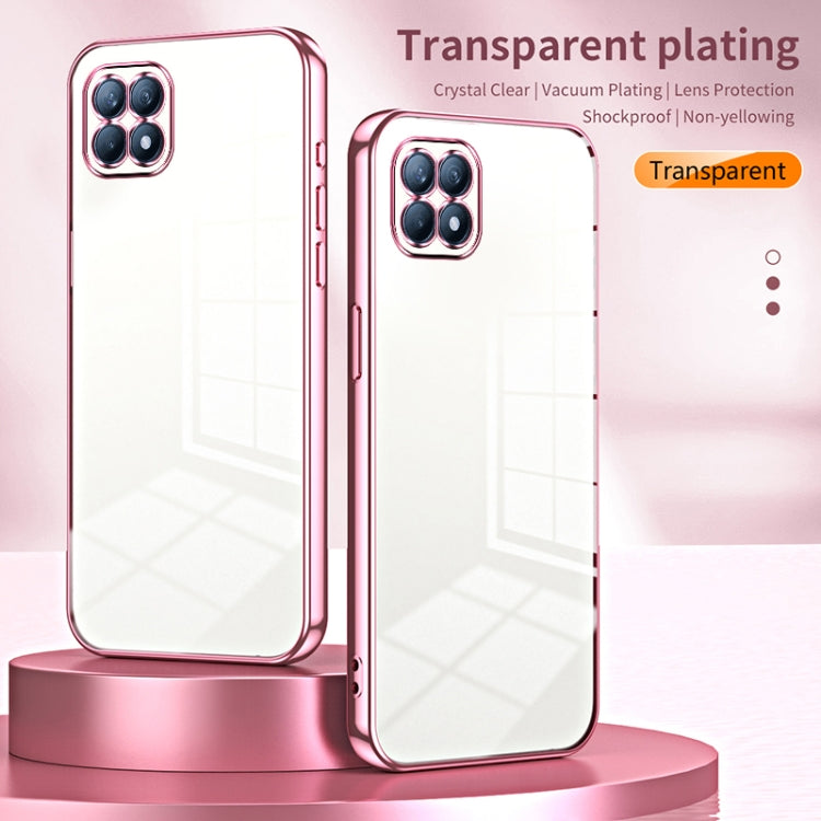 For OPPO Reno4 SE Transparent Plating Fine Hole Phone Case(Pink) - OPPO Cases by PMC TechLife | Online Shopping South Africa | PMC TechLife | Buy Now Pay Later Mobicred