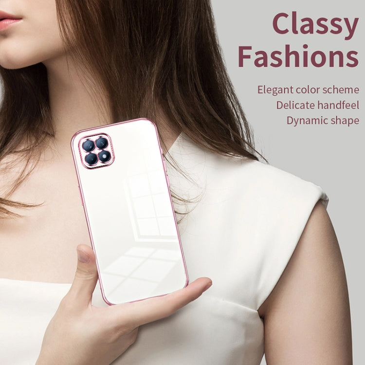 For OPPO Reno4 SE Transparent Plating Fine Hole Phone Case(Pink) - OPPO Cases by PMC TechLife | Online Shopping South Africa | PMC TechLife | Buy Now Pay Later Mobicred