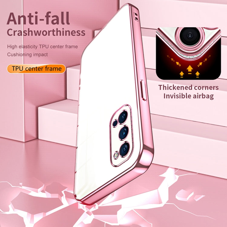 For OPPO Reno4 Pro Transparent Plating Fine Hole Phone Case(Blue) - OPPO Cases by PMC TechLife | Online Shopping South Africa | PMC TechLife | Buy Now Pay Later Mobicred