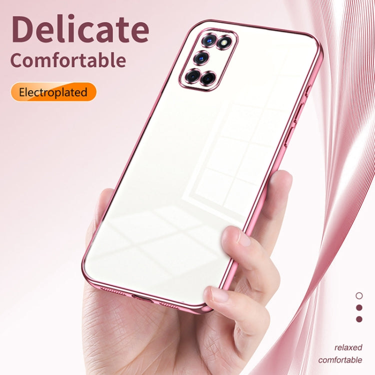 For OPPO A52 / A72 / A92 Transparent Plating Fine Hole Phone Case(Blue) - OPPO Cases by PMC TechLife | Online Shopping South Africa | PMC TechLife | Buy Now Pay Later Mobicred
