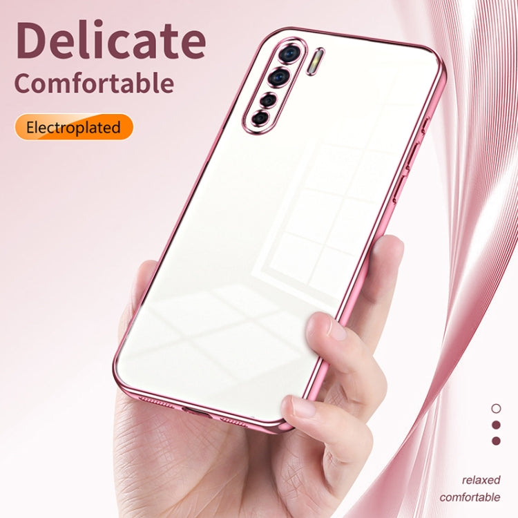 For OPPO Reno3 4G / F15 / A91 Transparent Plating Fine Hole Phone Case(Transparent) - OPPO Cases by PMC Jewellery | Online Shopping South Africa | PMC Jewellery | Buy Now Pay Later Mobicred