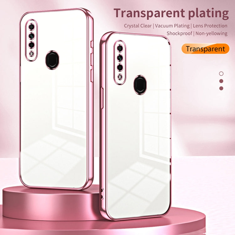 For OPPO A8 / A31 2020 Transparent Plating Fine Hole Phone Case(Purple) - OPPO Cases by PMC Jewellery | Online Shopping South Africa | PMC Jewellery | Buy Now Pay Later Mobicred