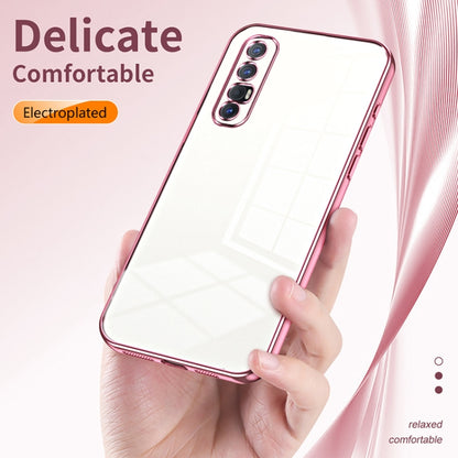 For OPPO Reno3 Pro Transparent Plating Fine Hole Phone Case(Pink) - OPPO Cases by PMC Jewellery | Online Shopping South Africa | PMC Jewellery | Buy Now Pay Later Mobicred