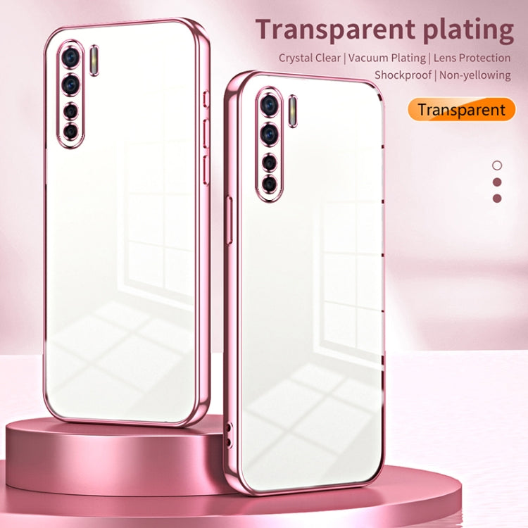 For OPPO A91 Transparent Plating Fine Hole Phone Case(Purple) - OPPO Cases by PMC TechLife | Online Shopping South Africa | PMC TechLife | Buy Now Pay Later Mobicred