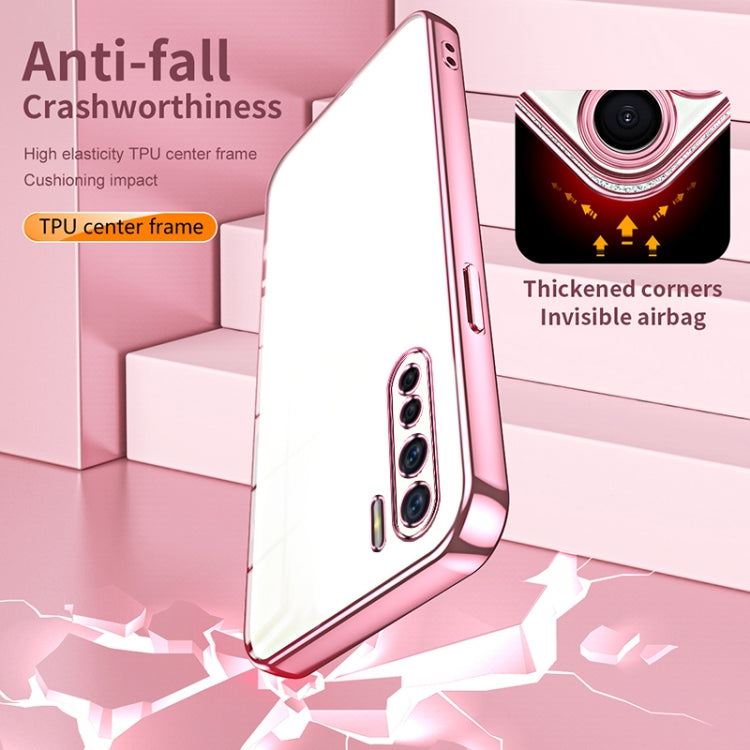 For OPPO A91 Transparent Plating Fine Hole Phone Case(Purple) - OPPO Cases by PMC TechLife | Online Shopping South Africa | PMC TechLife | Buy Now Pay Later Mobicred
