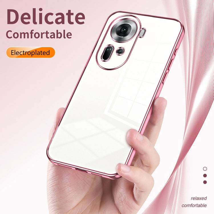 For OPPO Reno11 Global Transparent Plating Fine Hole Phone Case(Purple) - Reno11 Cases by PMC Jewellery | Online Shopping South Africa | PMC Jewellery | Buy Now Pay Later Mobicred