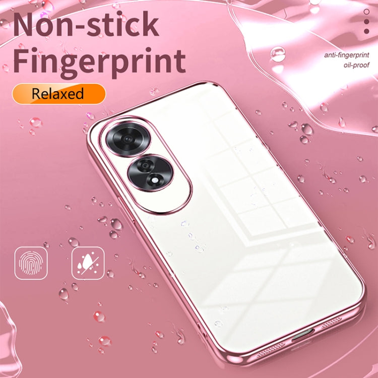 For OPPO A60 Transparent Plating Fine Hole Phone Case(Blue) - OPPO Cases by PMC TechLife | Online Shopping South Africa | PMC TechLife | Buy Now Pay Later Mobicred