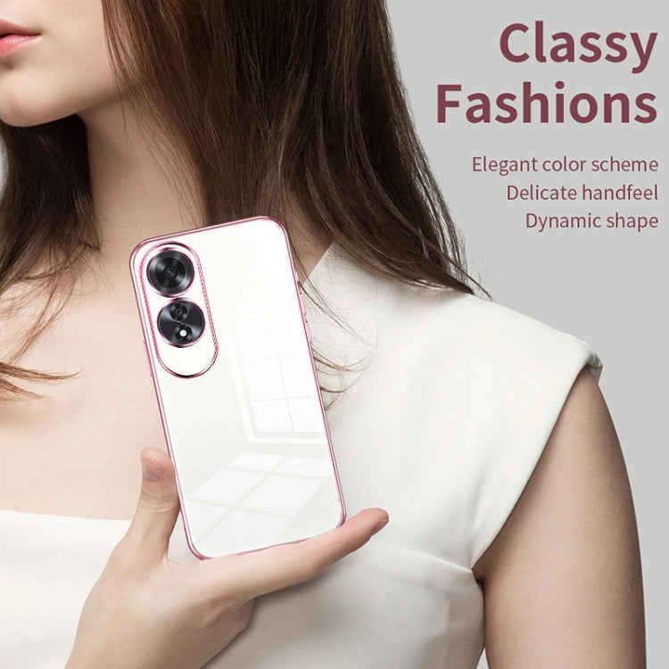 For OPPO A60 Transparent Plating Fine Hole Phone Case(Silver) - OPPO Cases by PMC TechLife | Online Shopping South Africa | PMC TechLife | Buy Now Pay Later Mobicred