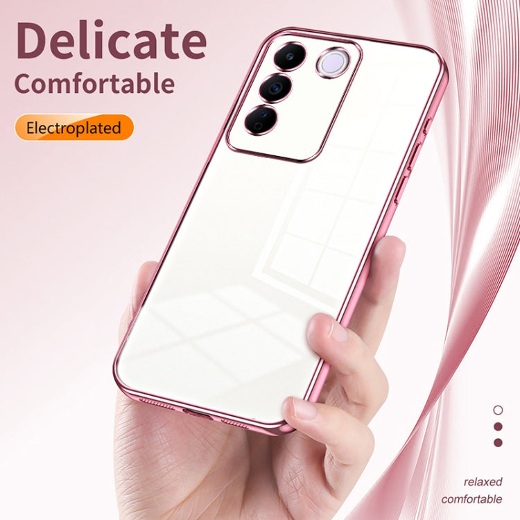 For vivo S16e / V27e Transparent Plating Fine Hole Phone Case(Pink) - vivo Cases by PMC Jewellery | Online Shopping South Africa | PMC Jewellery