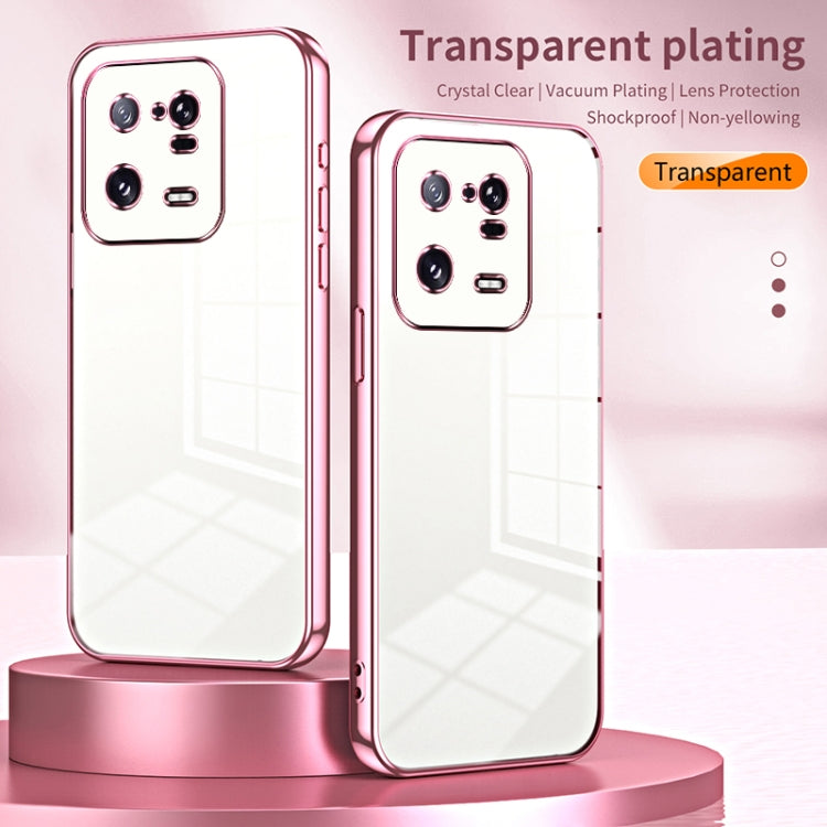For Xiaomi 13 Pro Transparent Plating Fine Hole Phone Case(Pink) - Xiaomi Cases by PMC TechLife | Online Shopping South Africa | PMC TechLife | Buy Now Pay Later Mobicred