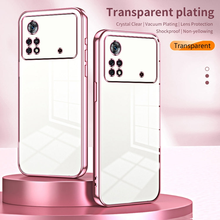 For Xiaomi Poco X4 Pro 5G Transparent Plating Fine Hole Phone Case(Purple) - Xiaomi Cases by PMC TechLife | Online Shopping South Africa | PMC TechLife | Buy Now Pay Later Mobicred
